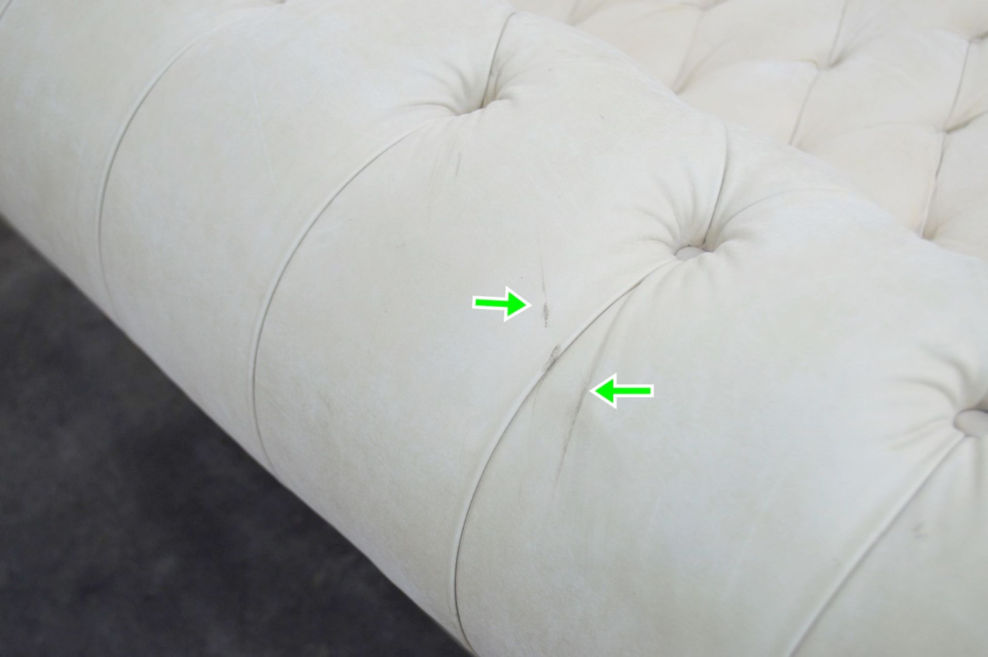 1 x Stunning Bespoke Cream Button-Back Leather Sofa - Professionally Handcrafted - Complete One-Off - Image 5 of 8