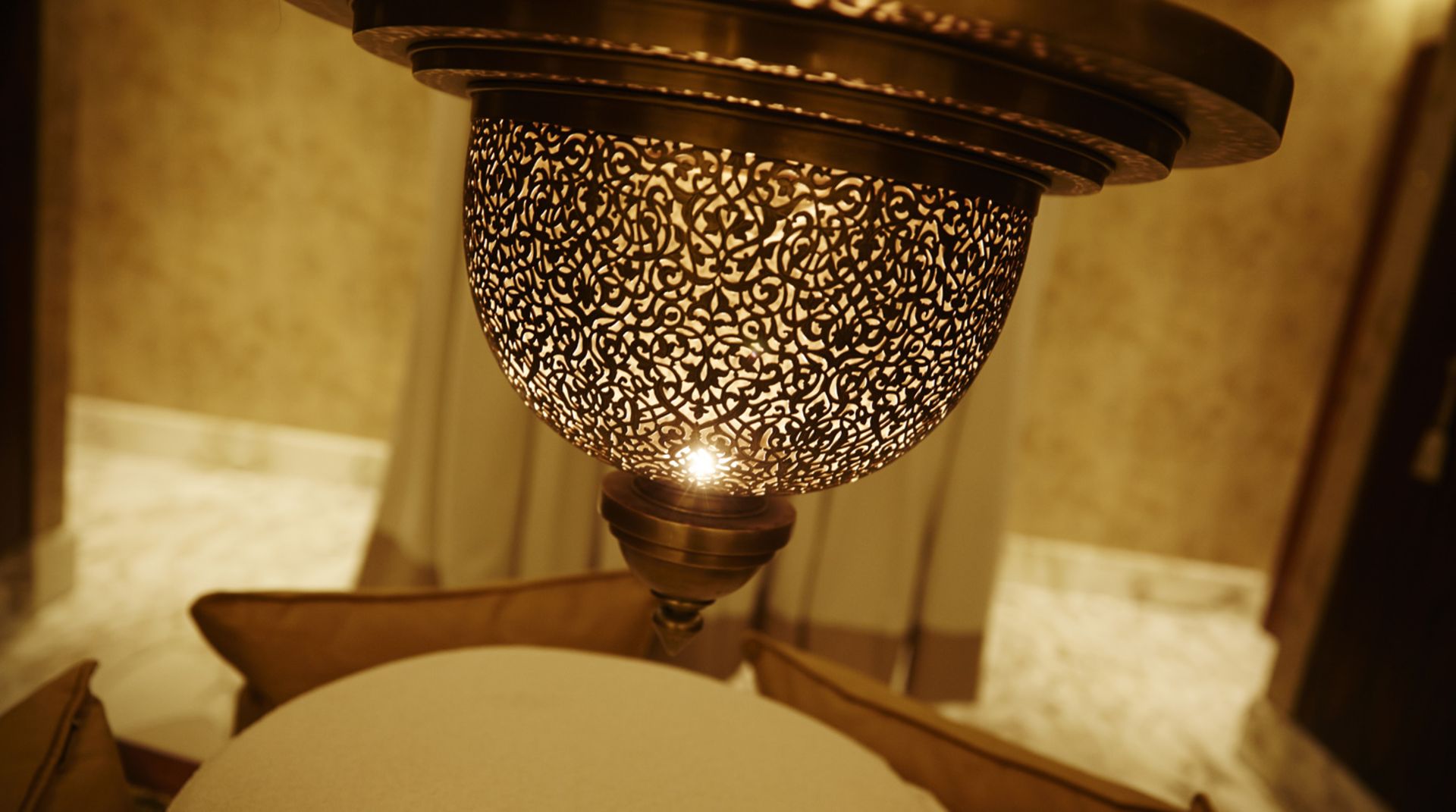 1 x Large 1.3 Metre Moroccan-style Brass Pendant Statement Light Featuring Intricate Filigree - Image 3 of 9