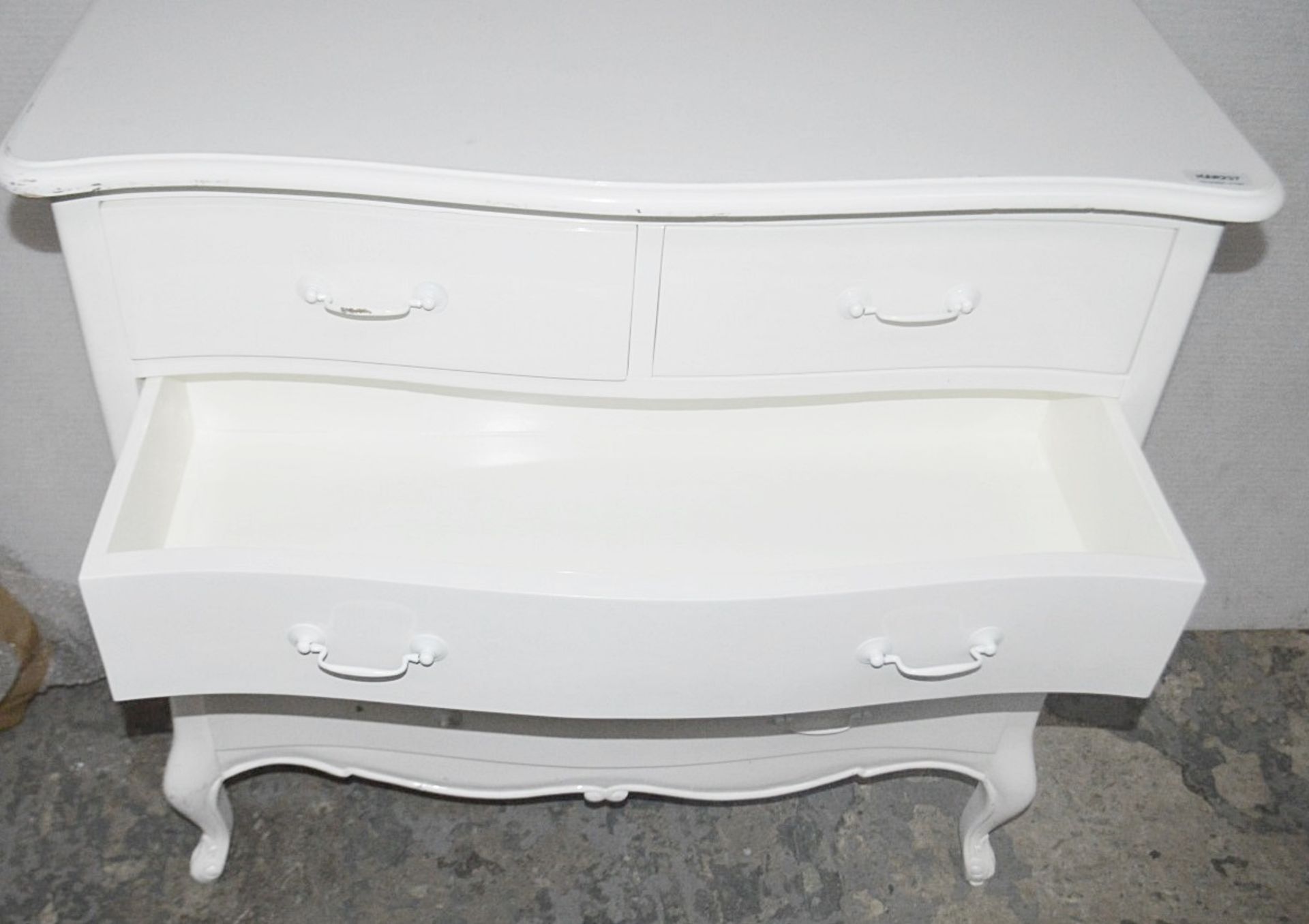1 x Ornate 5-Drawer Unit In White - Ex-Display Showroom Piece - Dimensions: H90 x W94 x D45cm - Image 5 of 6