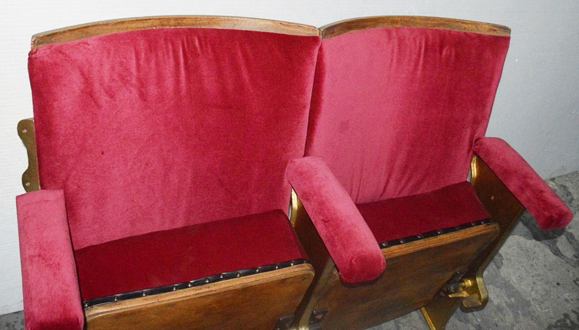 1 x A Pair Of Vintage Cinema Chairs - Reupholstered In A Rich Velvet - Former Grand Window Display - Image 2 of 6