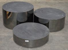 3 x Display Plinths With A Tinted Mirror Finish - Various Heights, All 59.5cm In Diameter - Ref: