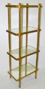 1 x 4-Tier Sturdy Wooden With A Painted Brass Finish With Glass Shelves - H140 x W51 x D33cm -