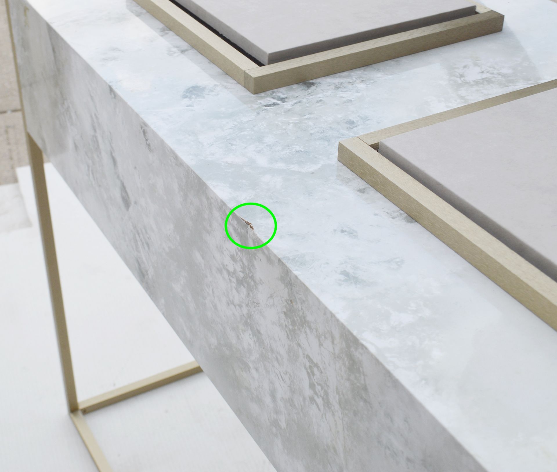 1 x BALDI Designer Retail Display Counter Featuring A Marble Effect Aesthetic And 2 x Glass Cloches - Image 3 of 7