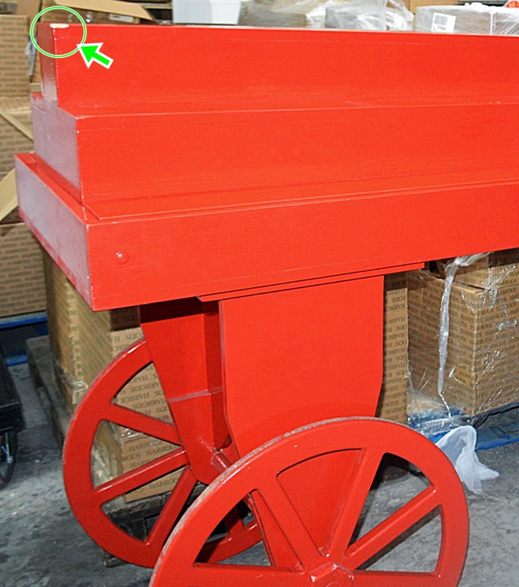 1 x NOOK Bespoke Wooden Display Retail Cart In Red - British Made - Dimensions: H120 x W190 x D68cm - Image 3 of 5