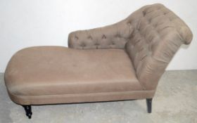 1 x EICHHOLTZ Button-Back Chaise Longue In Brown - Ex-Display Piece - Dimensions: H82 x W135 x D60cm