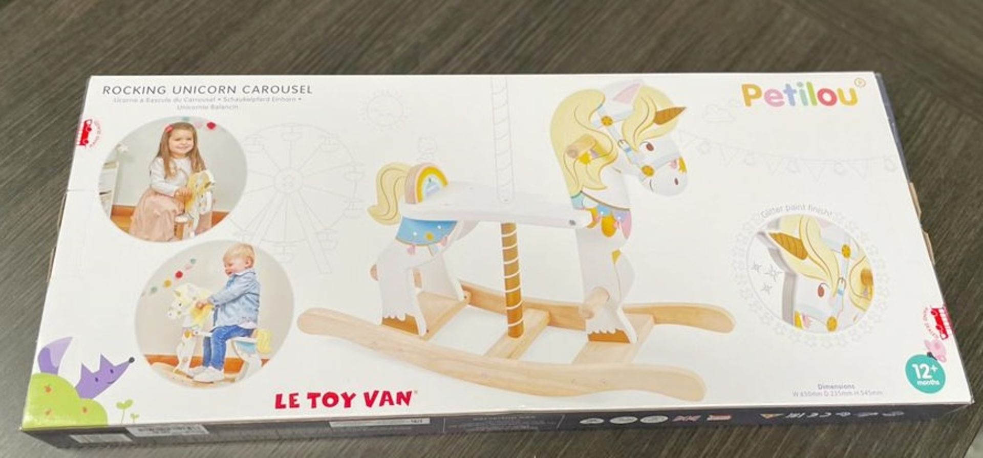 1 x Petilou Le Toy Van Rocking Unicorn Carousel - Brand New RRP £79.95 - CL987 - Ref: HRX139  - - Image 2 of 3