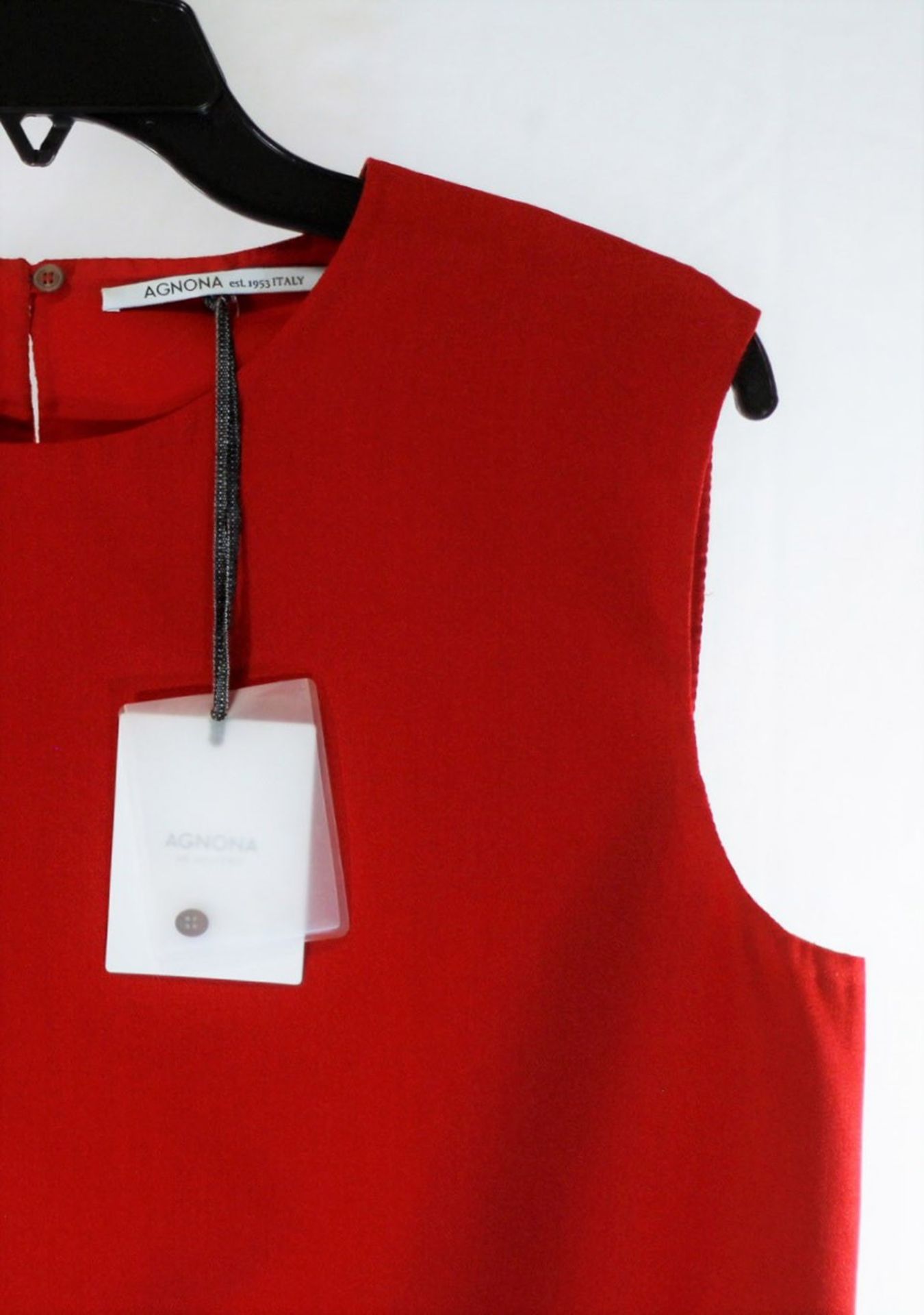 1 x Agnona Red Vest - Size: 18 - Material: 50% Cotton, 28% Mohair, 18% Silk, 4% Wool. Details 55% - Image 8 of 8