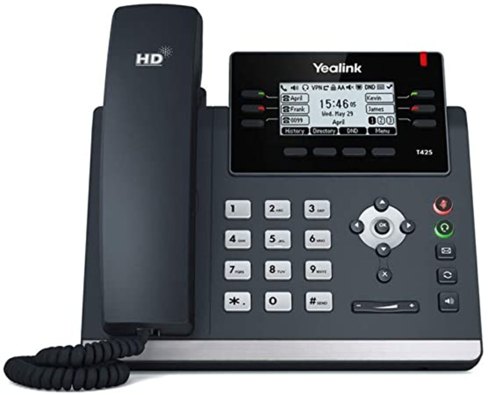 1 x Yealink T42S Office IP Desk Phones With 2.7 Inch Graphical Display - Ultra Elegant Gigabit IP