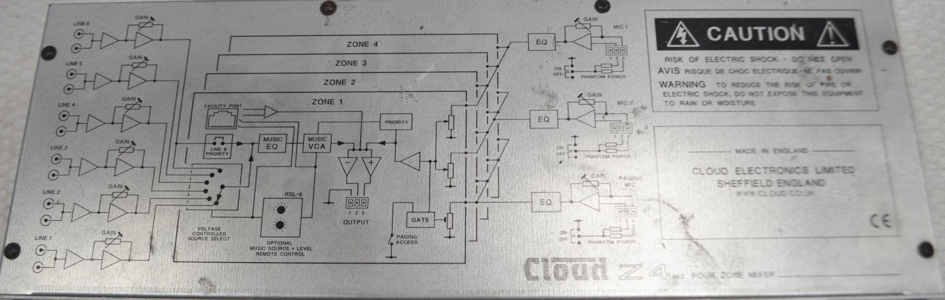 1 x Cloud Z4 MK4 Four Zone Venue Audio Mixer - 6-LINE & 2-MIC Inputs - Includes Power Cable - RRP £ - Image 3 of 5