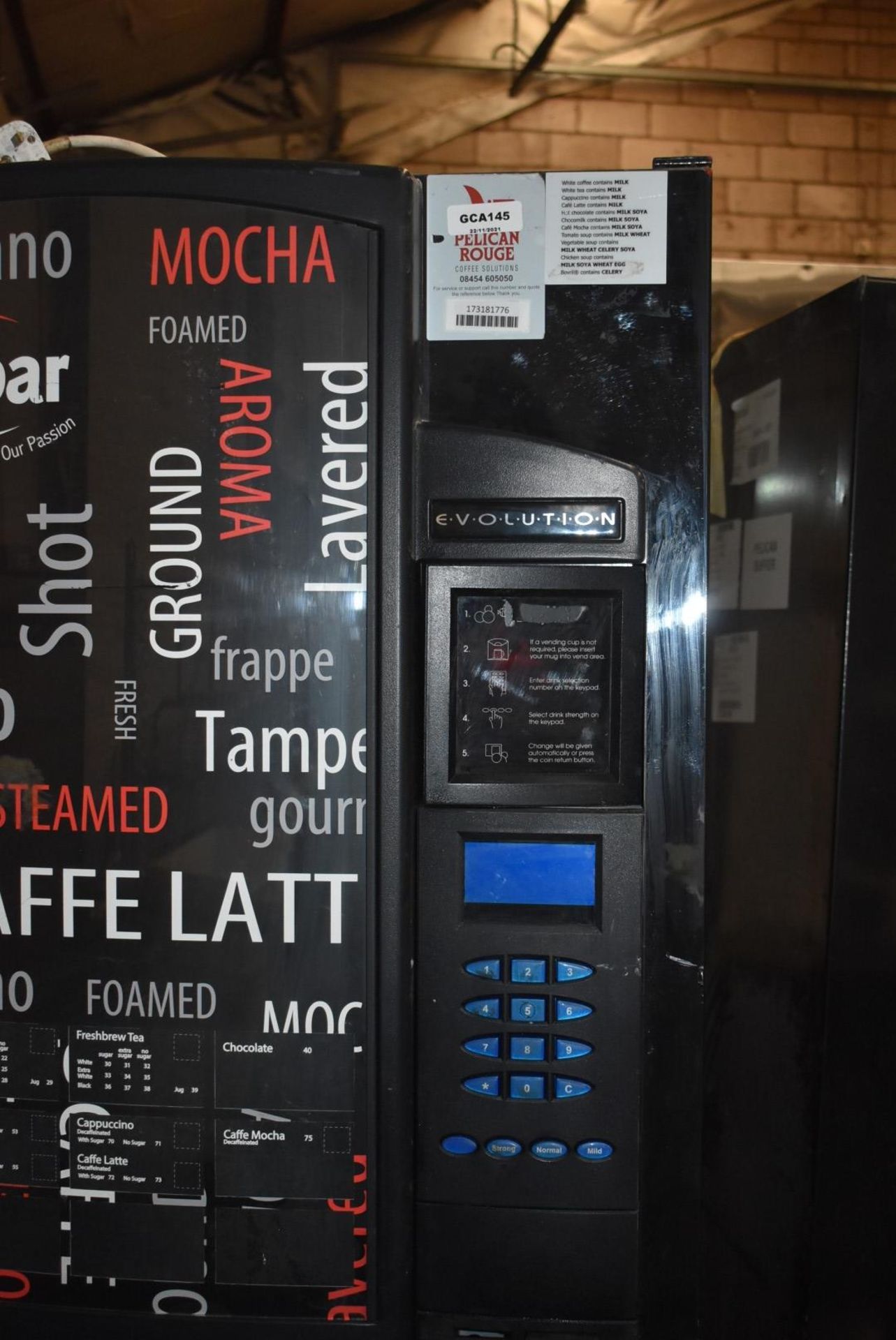 1 x Autobar Evolution Hot Drinks Vending Machine - H182 x W65 x D72 cms - Ref: GCA145 WH5 - - Image 12 of 13