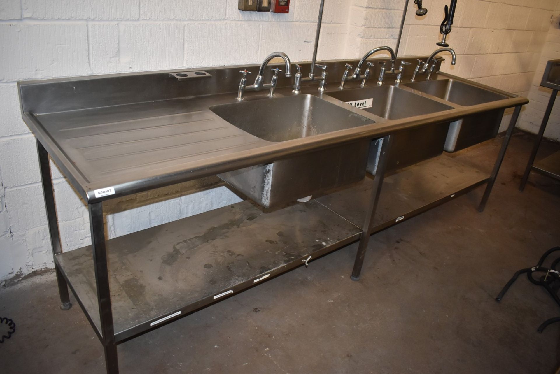 1 x Stainless Steel Triple Bowl Sink Unit With Mixer Taps and Spray Hose Taps - Recently Removed - Image 16 of 16