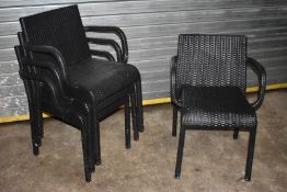 4 x Outdoor Stackable Rattan Chairs With Arm Rests - CL999 - Ref WH5 - Provided in Very Good