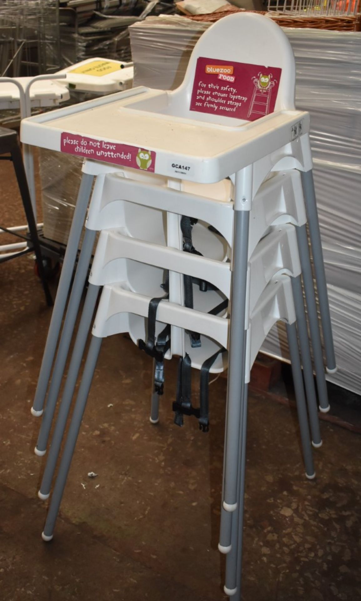 4 x Childrens High Chairs With Chairs - Recently Removed From a Supermarket Restaurant - Provided in