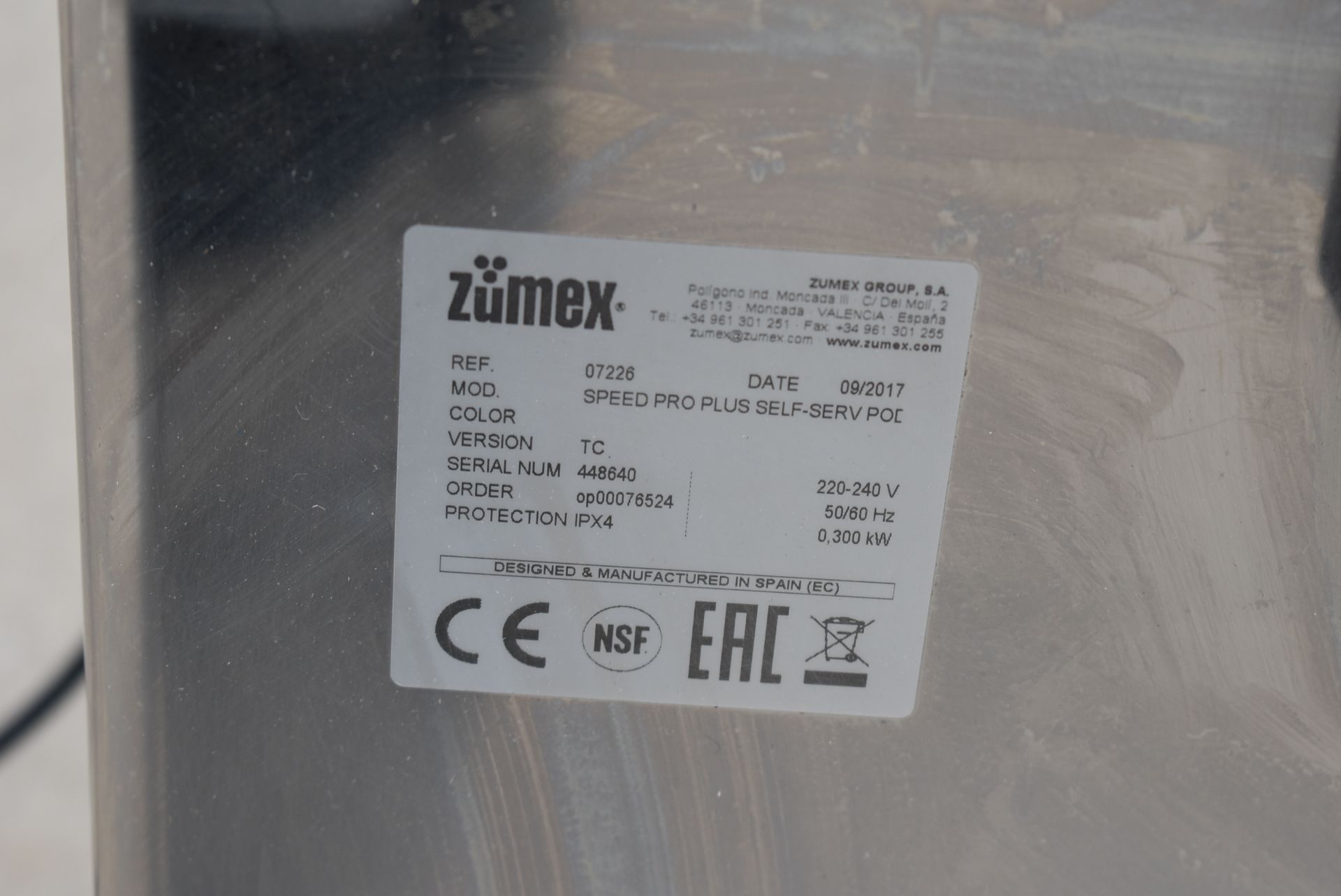 1 x Zumex Speed S +Plus Self-Service Podium Commercial Citrus Juicer - Manufactured in 2018 - - Image 4 of 5