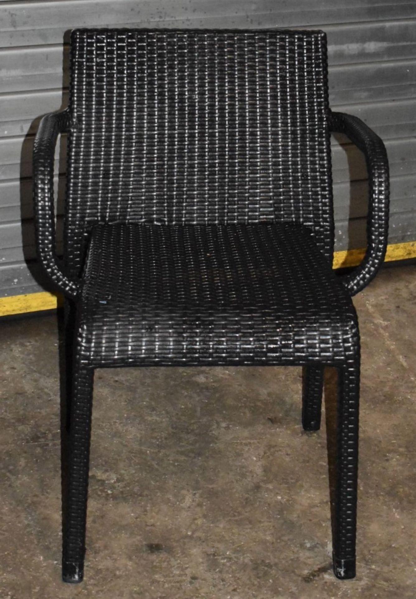 6 x Outdoor Stackable Rattan Chairs With Arm Rests - CL999 - Ref WH5 - Provided in Very Good - Image 4 of 9