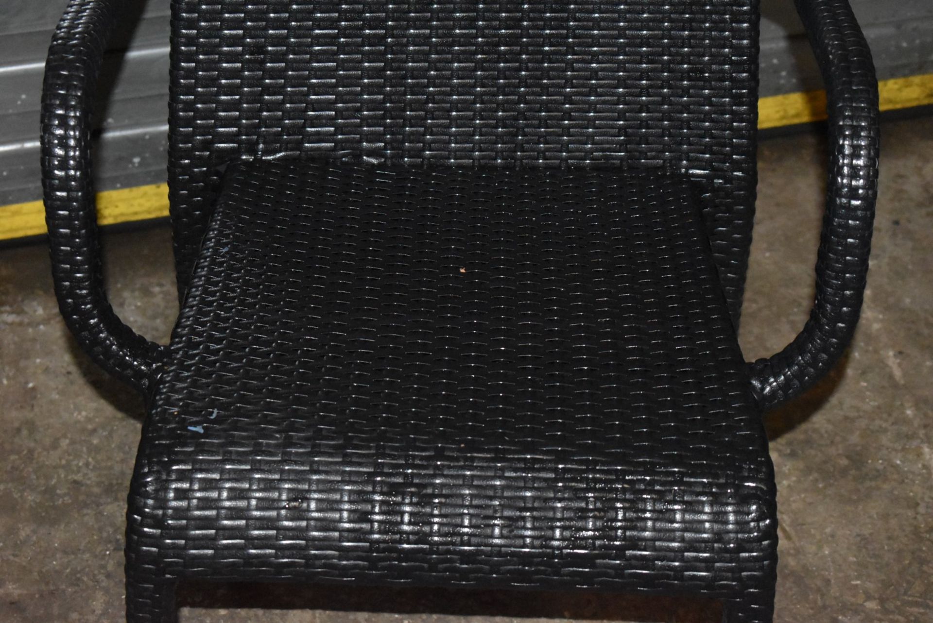 6 x Outdoor Stackable Rattan Chairs With Arm Rests - CL999 - Ref WH5 - Provided in Very Good - Image 5 of 9