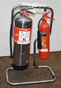 2 x Fire Extinguishers With Stand - Unused With Stand - Water/Carbon Dioxide - VIL140 WH5 -