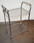 1 x Commercial Two Tier Trolley With Wire Shelves and Push/Pull Handles - Ref: GCA112 WH5 -