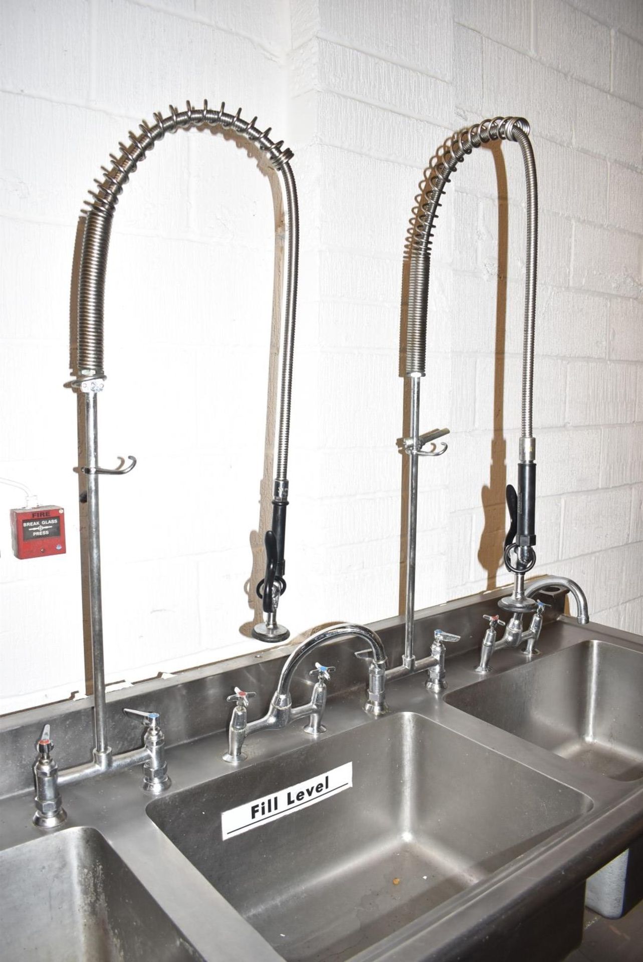 1 x Stainless Steel Triple Bowl Sink Unit With Mixer Taps and Spray Hose Taps - Recently Removed - Image 2 of 16