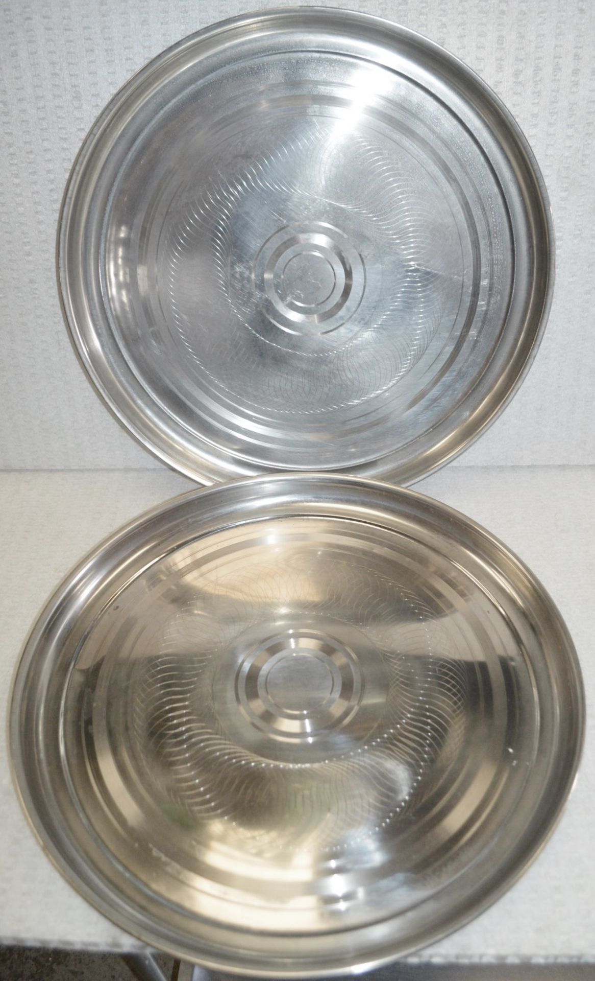 3 x Large Stainless Steel Silver Serving Trays - Dimensions: L45 x W45 cm - Recently Removed From - Image 3 of 3