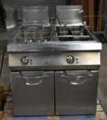 1 x Angelo Po Twin Tank Commercial Fryer - Includes Baskets - Removed From a Commercial Kitchen