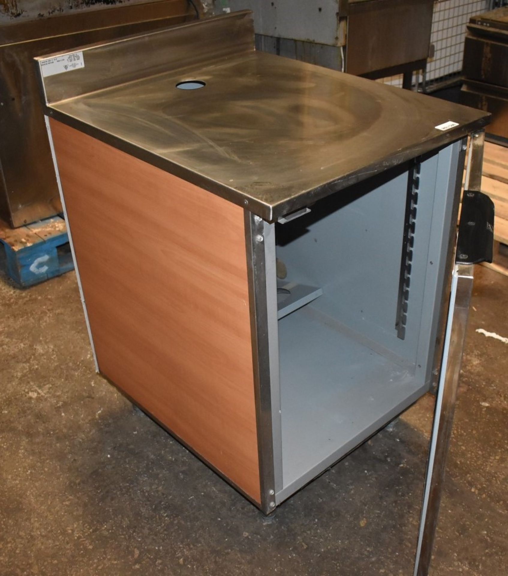 1 x Duke Drinks Machine Cabinet With Beech Finish and Stainless Steel Top - Size H92 x W61 x D75 cms - Image 7 of 8