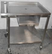 1 x Stainless Steel Commercial Kitchen Spooling Table - Dimensions: H88 x W80 x D61cm - Very
