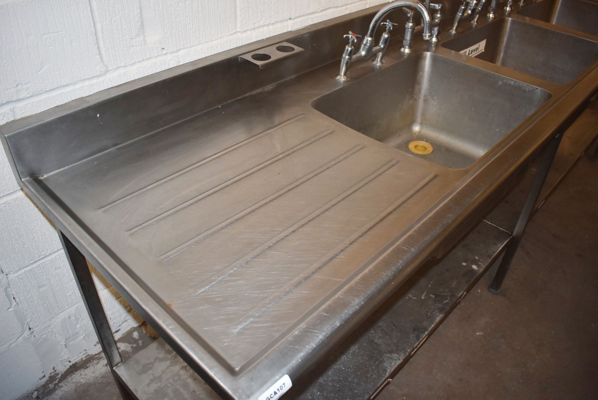 1 x Stainless Steel Triple Bowl Sink Unit With Mixer Taps and Spray Hose Taps - Recently Removed - Image 11 of 16