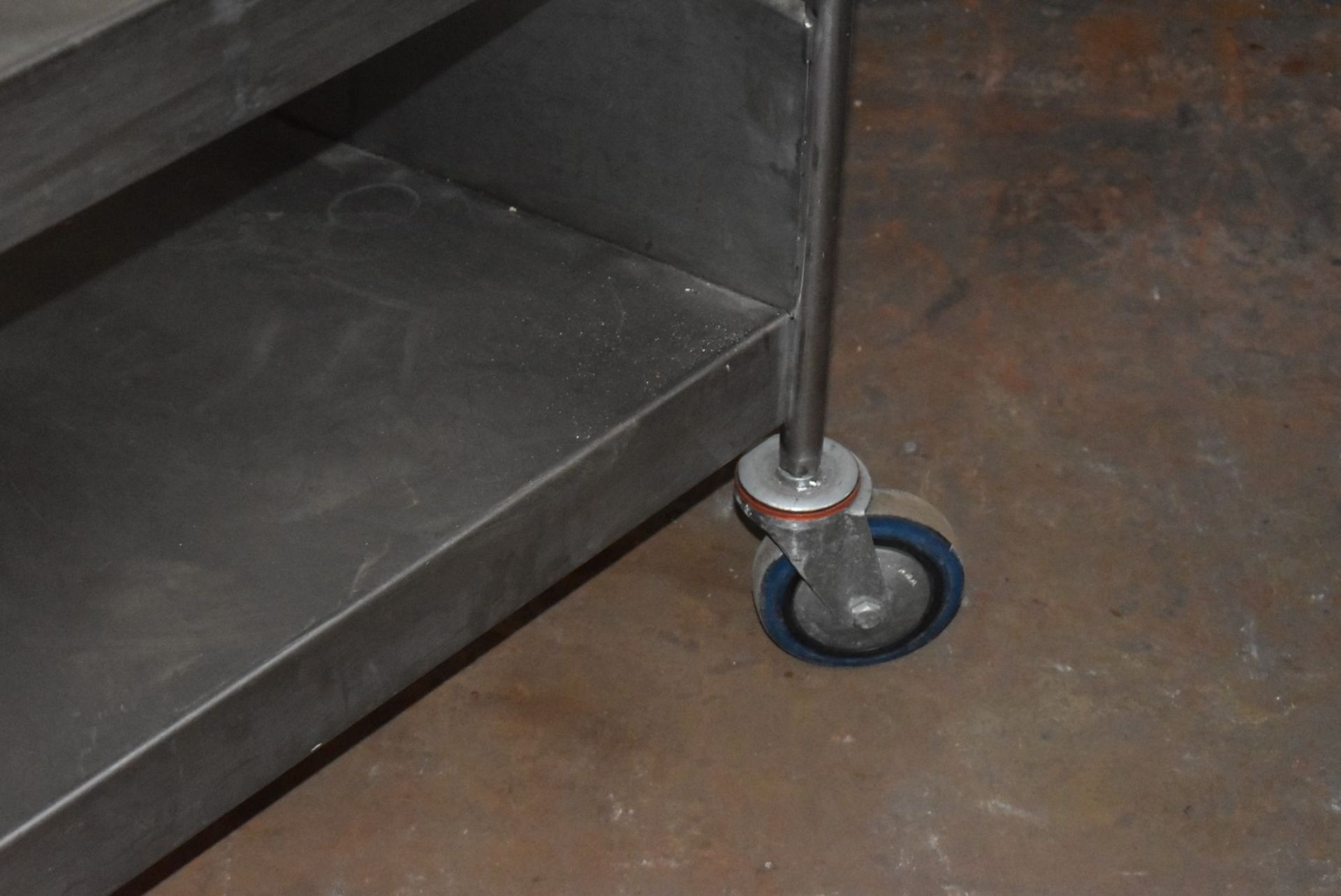 1 x Stainless Steel Trolley With Slanting Shelves and Heavy Duty Castors - Dimensions: H98 x W103 - Image 5 of 6