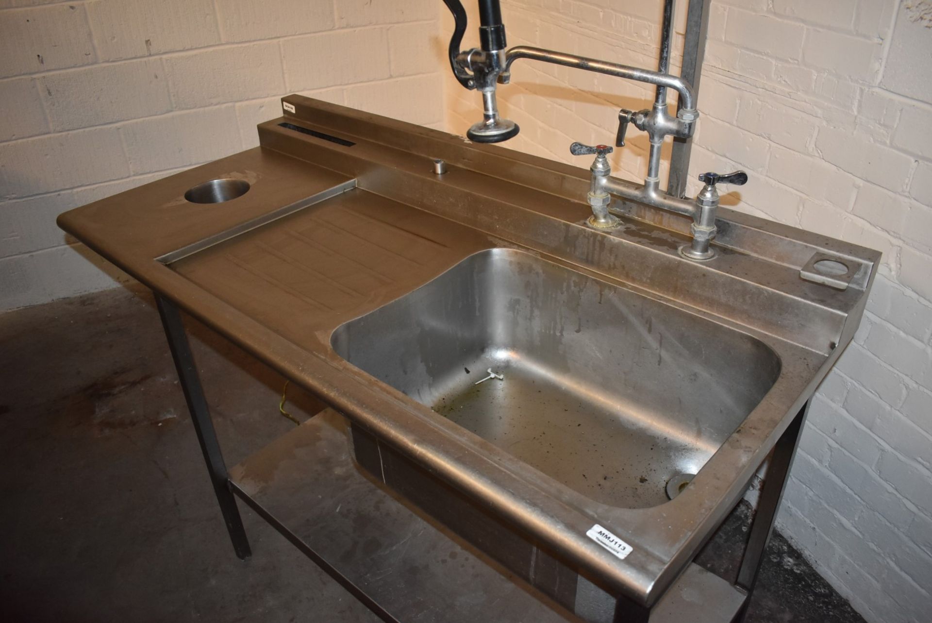 1 x Stainless Steel Single Bowl Sink Unit With Mixer Taps, Spray Hose Tap, Drainer and Bin Chute - Image 9 of 10