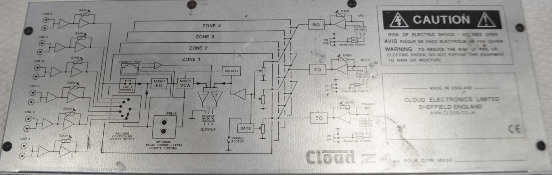 1 x Cloud Z4 MK4 Four Zone Venue Audio Mixer - 6-LINE & 2-MIC INPUTS - RRP £739 - Recently Removed - Image 3 of 5