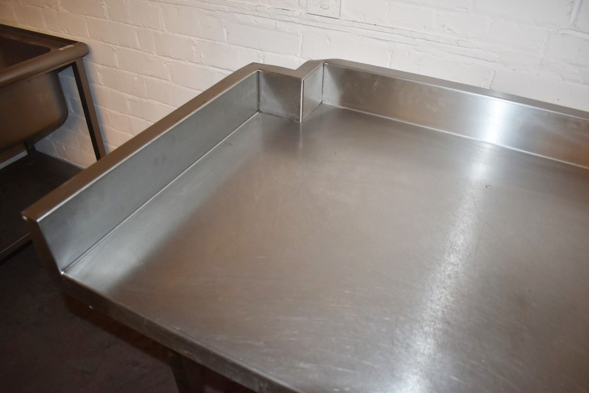 1 x Stainless Steel Prep Bench With Upstand, Undershelf and Castor Wheels - Size: H89 x W200 x D70 - Image 3 of 6