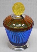 1 x BALDI 'Home Jewels' Italian Hand-crafted Artisan Crystal Marika Cup In Blue & Orange, With A