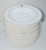 12 x PILLIVUYT Porcelain Pasta / Soup Plates In White Featuring 'Famous Branding' In Gold - ø27cm