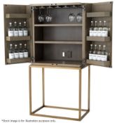 1 x EICHHOLTZ 'Delarenta' Wine Cabinet In Washed Oak And Brass - Original RRP £3,289