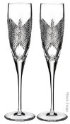 Set of 2 x WATERFORD Happiness Lead Crystal Champagne Toasting Flutes (140ml) - Original Price £