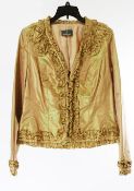 1 x Anne Belin Gold Green Jacket - Size: 18 - Material: 100% Silk - From a High End Clothing