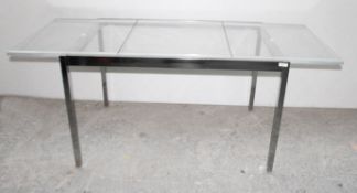 1 x Extending Rectangular Glass Table With Chrome Base - Dimensions: H74 x W188 x D85.5cm - Ex-