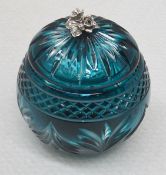 1 x BALDI 'Home Jewels' Italian Hand-crafted Artisan Crystal Coccinella Box In Turquoise - RRP £900