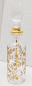 1 x BALDI 'Home Jewels' Italian Hand-crafted Artisan Round Bottle In Clear Crystal - Gilt Spring Cut