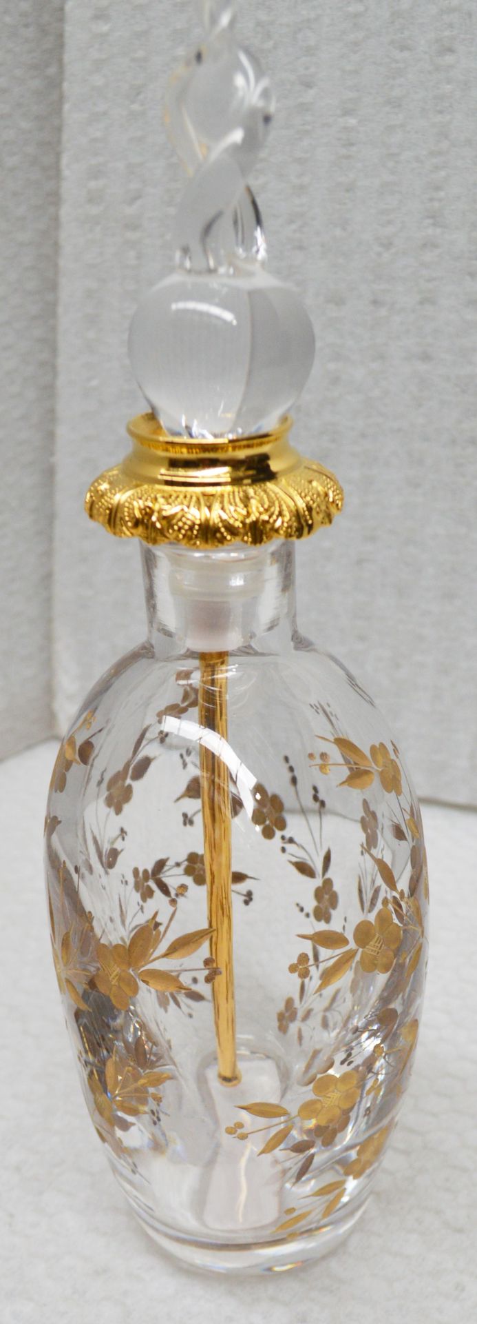 1 x BALDI 'Home Jewels' Italian Hand-crafted Artisan Oval Bottle In Clear Crystal - Gilt Spring - Image 5 of 8