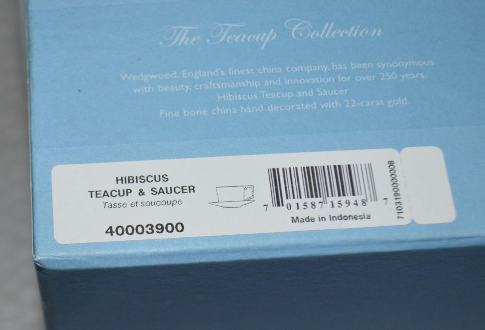 1 x WEDGWOOD 'Hibiscus' Bone China Teacup and Saucer - Original RRP £75.00 - Unused Boxed Stock - - Image 5 of 10