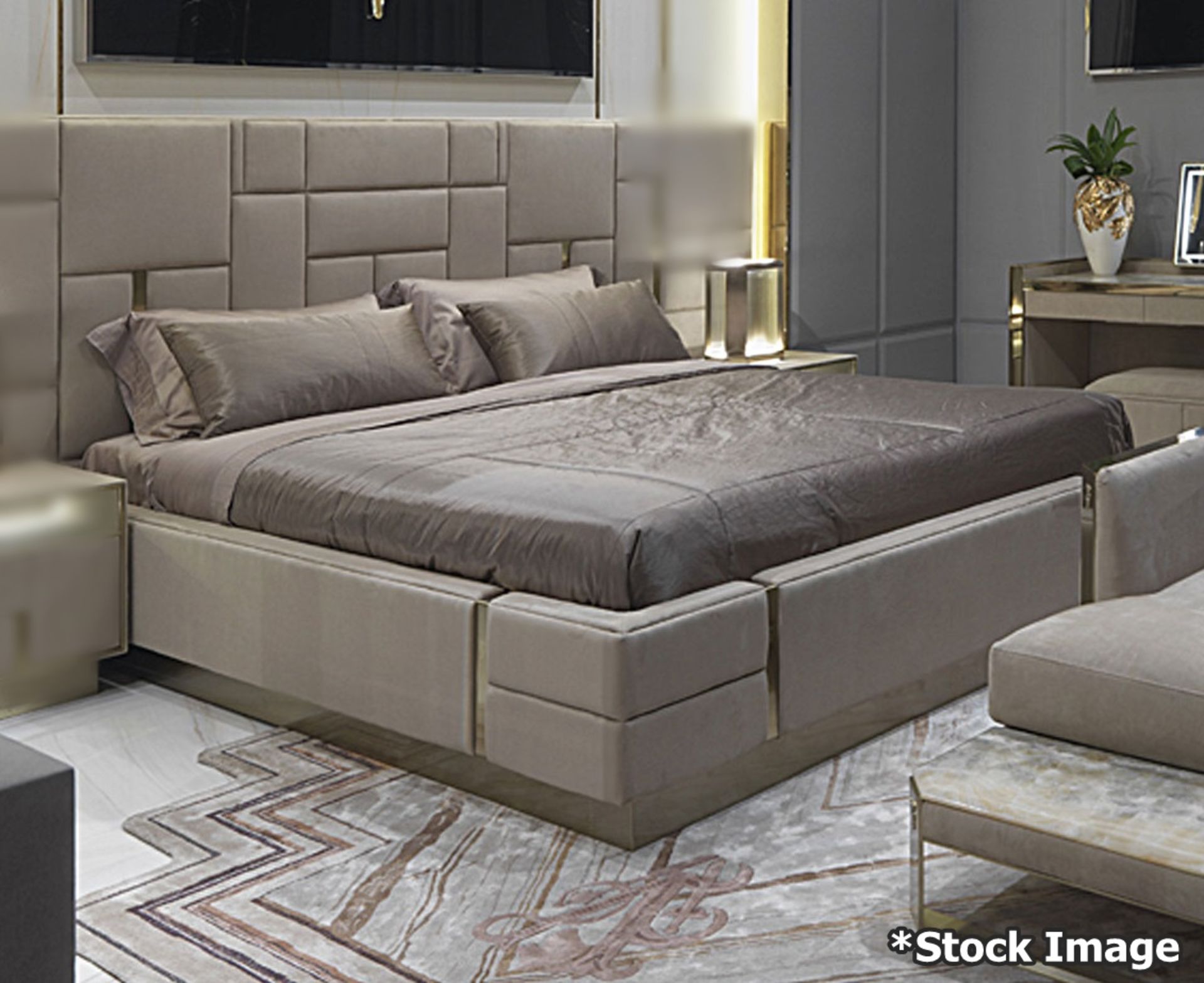 1 x VISIONNAIRE 'Beloved' Designer Super Kingsize Bed In Suede *NO RESERVE* Original RRP £23,803