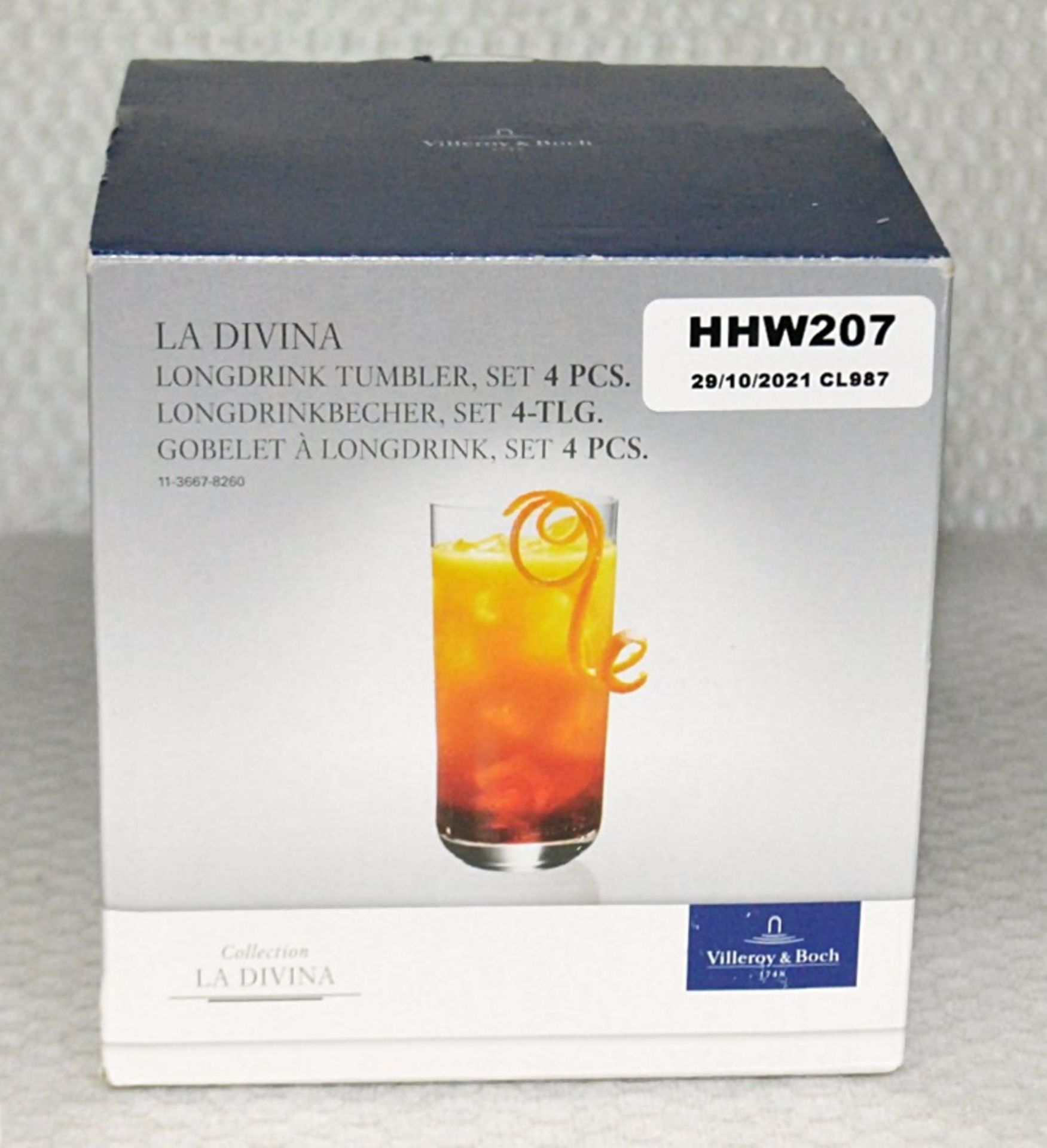 7 x VILLEROY & BOCH La Divina Longdrink Cocktail Tumblers (440ml) - Unused Boxed Stock - Ref: