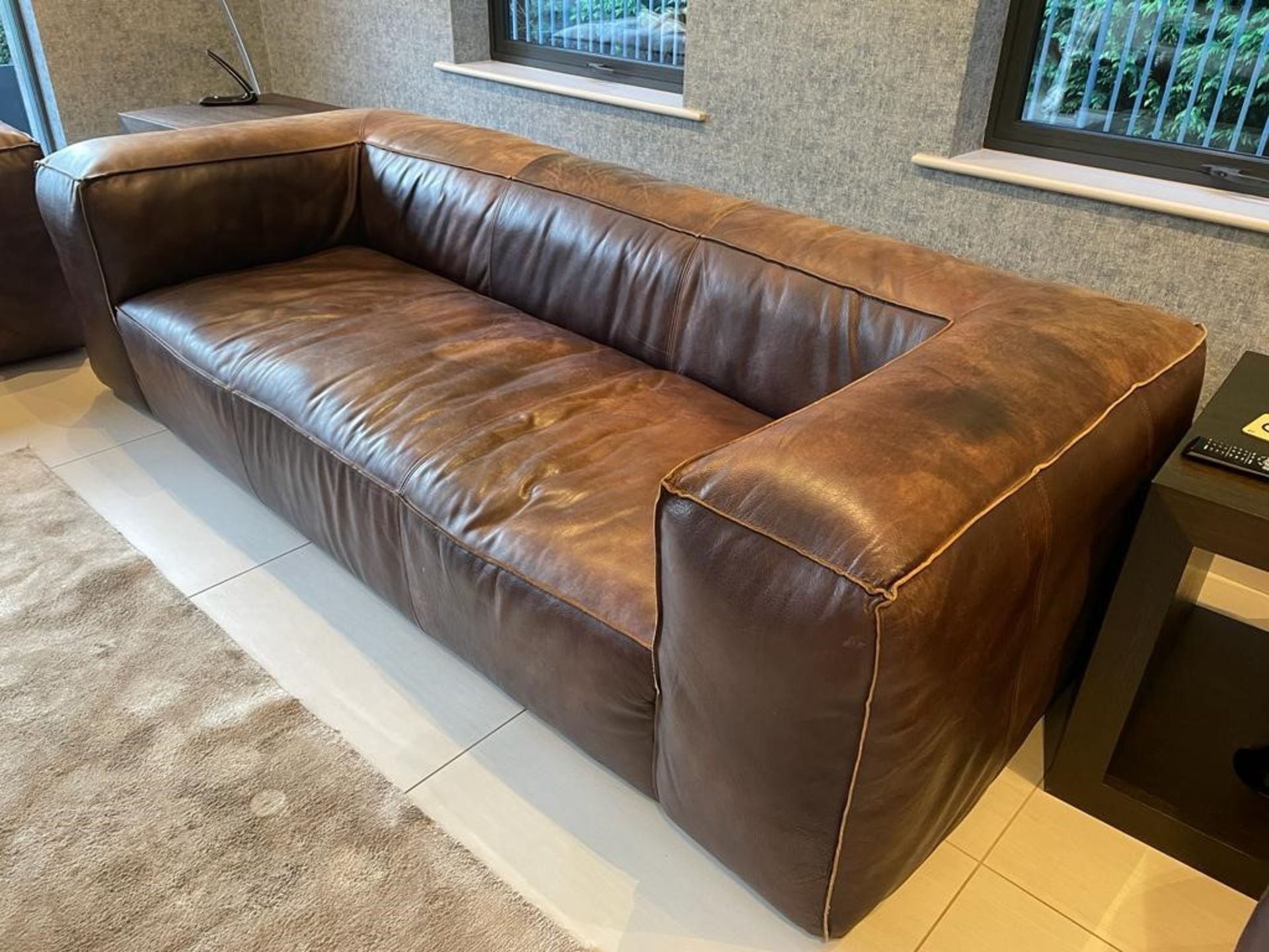**JUST ADDED** 1 x TIMOTHY OULTON Brown Leather Sofa - No Reserve - NO VAT ON THE HAMMER