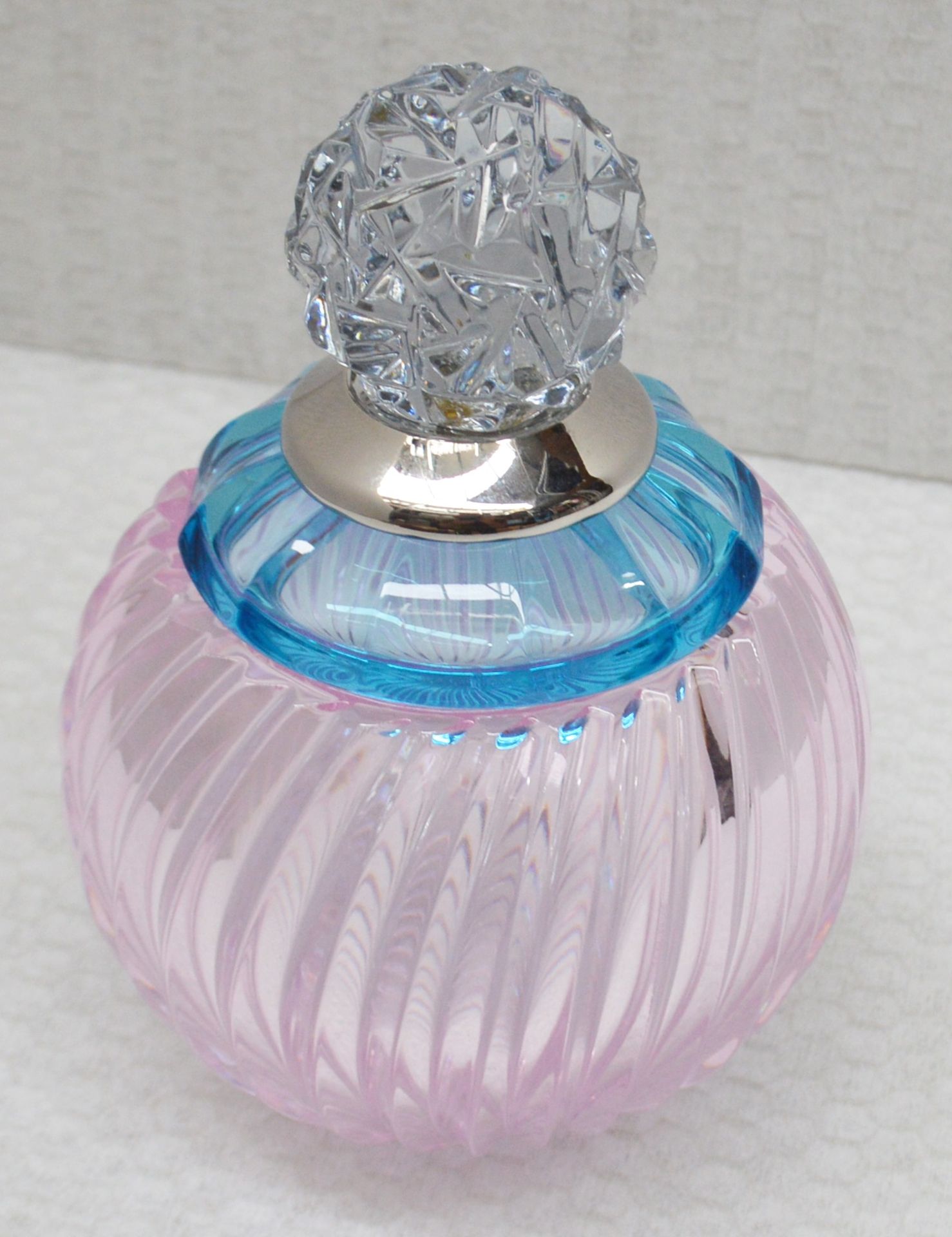 1 x BALDI 'Home Jewels' Italian Hand-crafted Artisan Small Coccinella Jar In Blue, Pink And Clear
