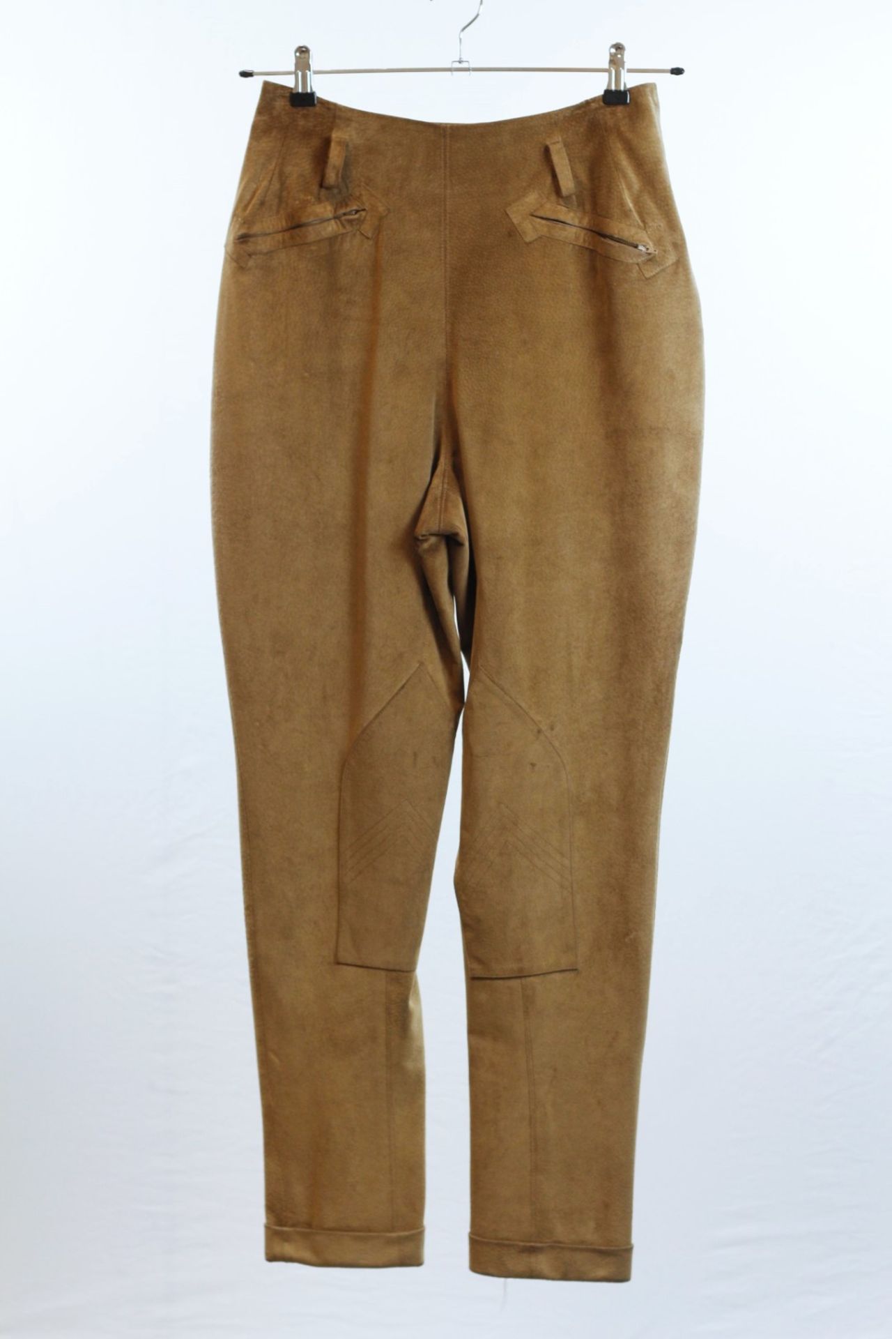 1 x Boutique Le Duc Fawn Brown Trousers - Size: 12 - Material: Natural Suede - From a High End - Image 5 of 13