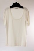 1 x Anne Belin Cream Tshirt - Size: XL - Material: 90% Cotton, 10% Cashmere - From a High End