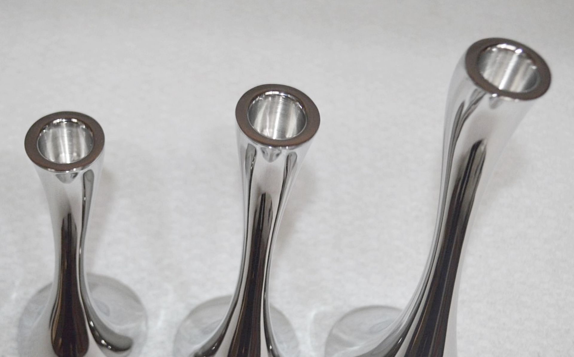 Set of 3 x GEORG JENSEN 'Cobra' Designer Candle Holders In Stainless Steel - Original £175.00 - Image 6 of 11