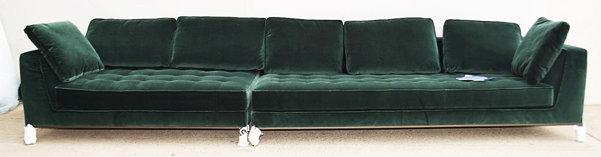 2 x B&B Italia MAXALTO Luxury Sofa Sections Both Upholstered In Rich Dark Green Velvet - RRP £7,248 - Image 6 of 13